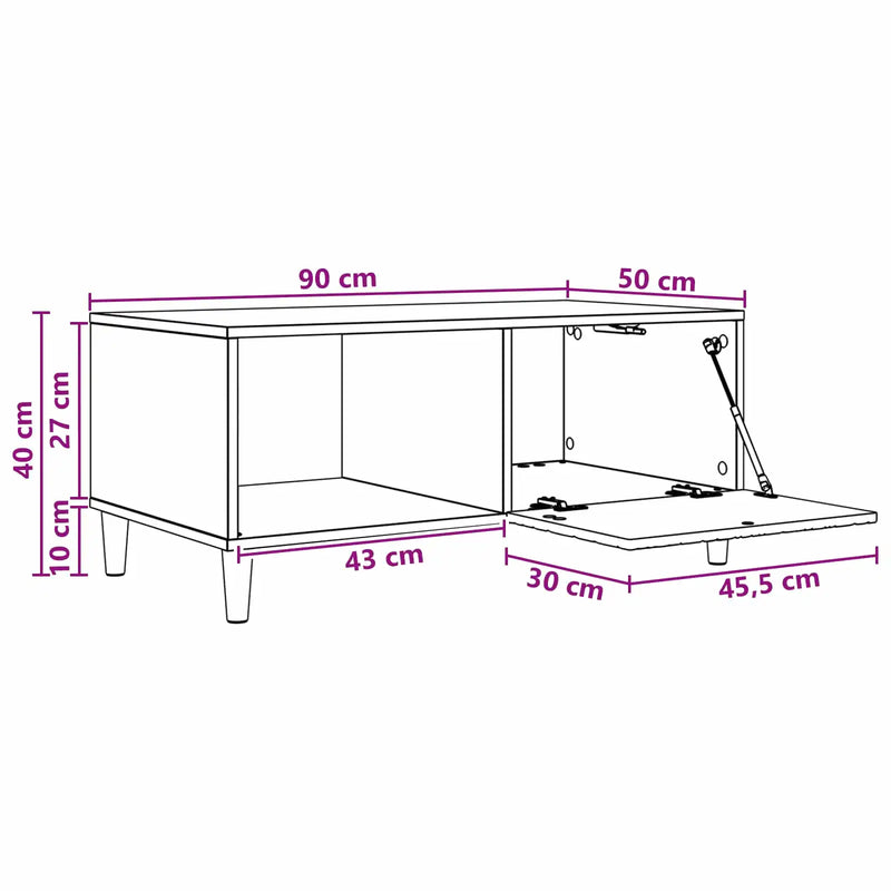 Coffee Table White 90 x 50 x 40 cm Engineered Wood