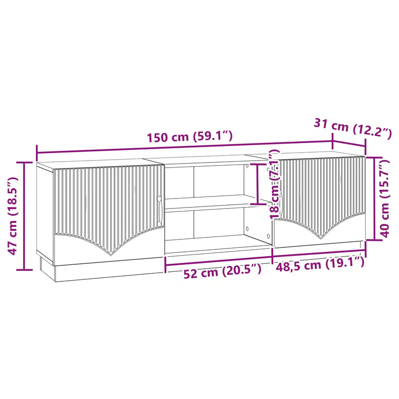 TV Cabinet White 150 x 31 x 47 cm Engineered Wood