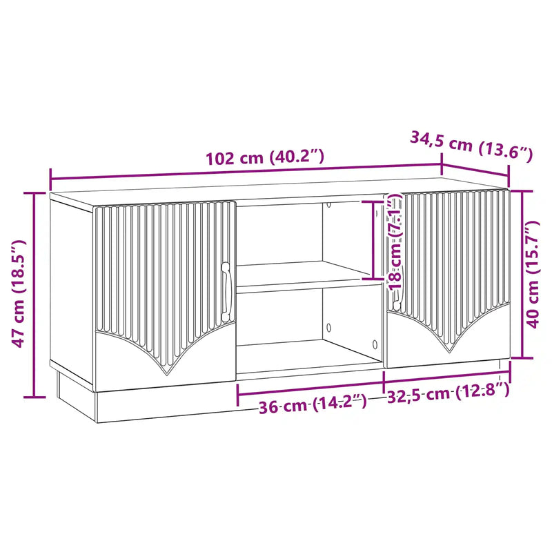 TV Cabinet White 102 x 34.5 x 47 cm Engineered Wood