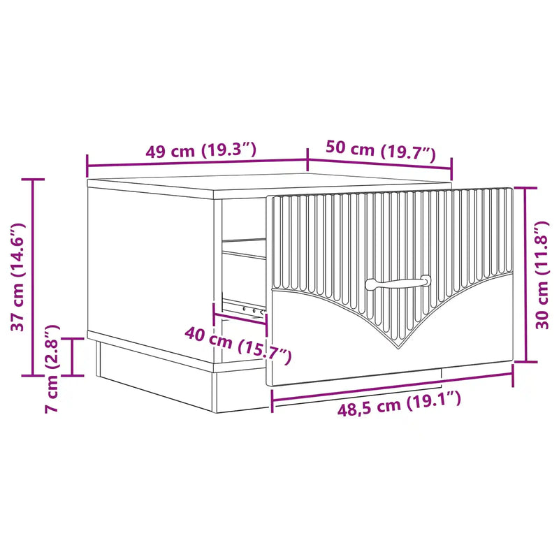Coffee Table with Drawer White 49 x 50 x 37 cm Engineered Wood