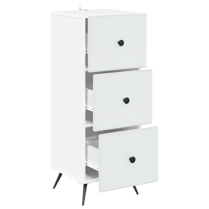 Drawer Cabinet White 33 x 34.5 x 90 cm Engineered Wood
