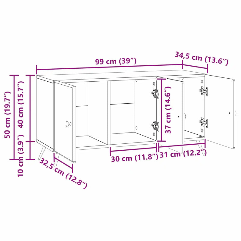 TV Cabinet White 99 x 34.5 x 50 cm Engineered Wood