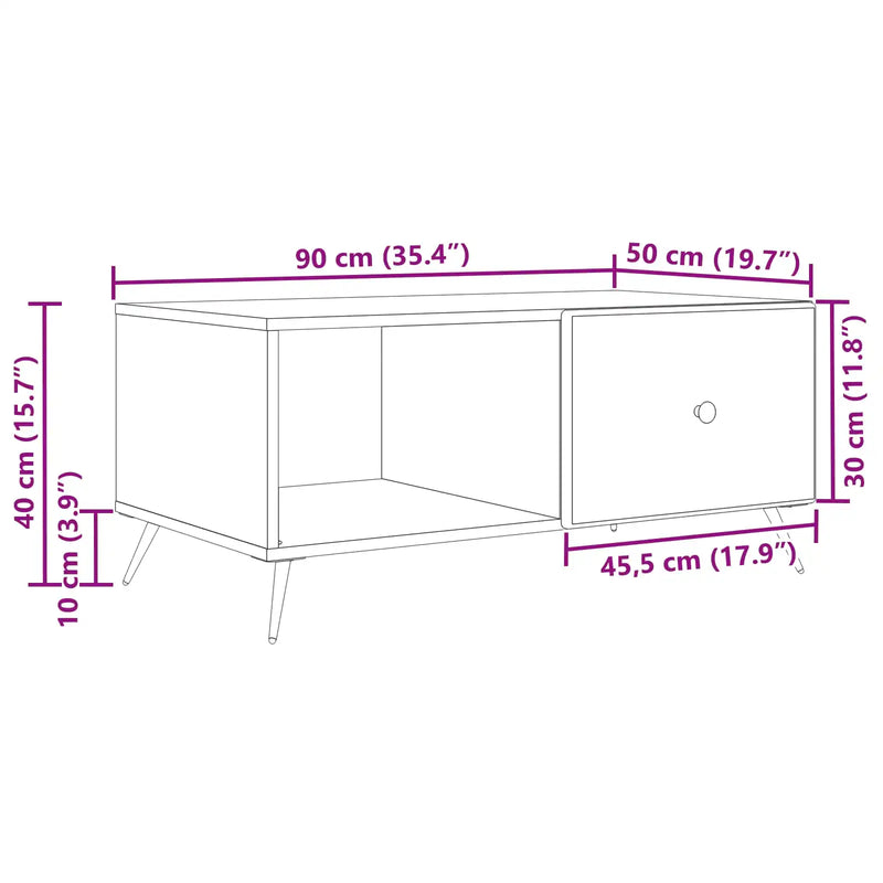 Coffee Table White 90 x 50 x 40 cm Engineered Wood
