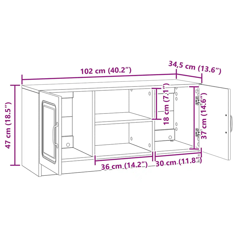 TV Cabinet White 102 x 34.5 x 47 cm Engineered Wood