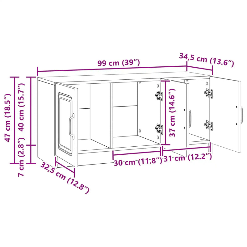 TV Cabinet White 99 x 34.5 x 47 cm Engineered Wood