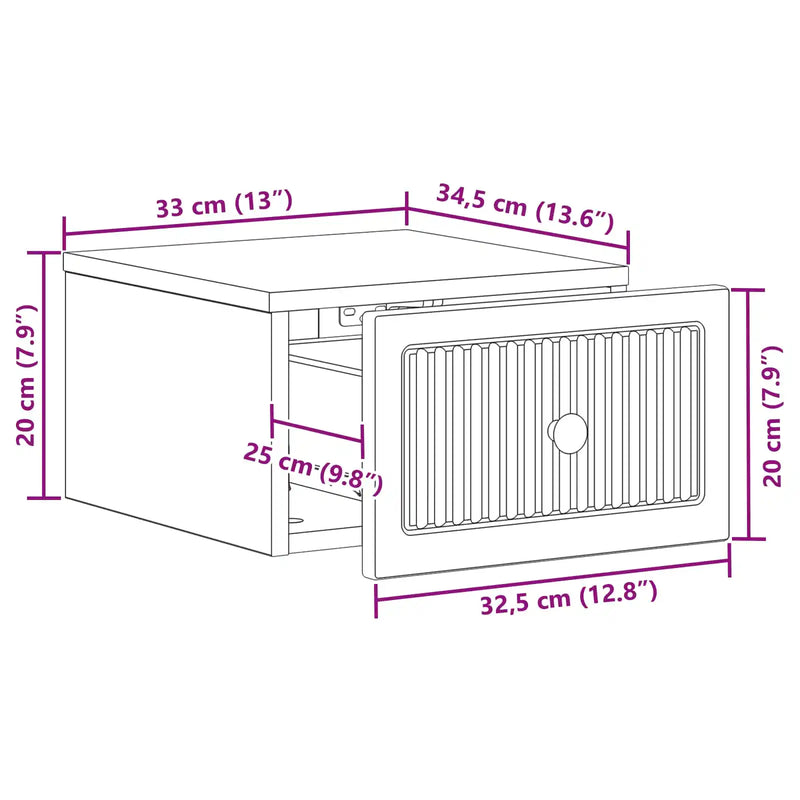 Wall-Mounted Bedside Cabinet White 33 x 34.5 x 20 cm