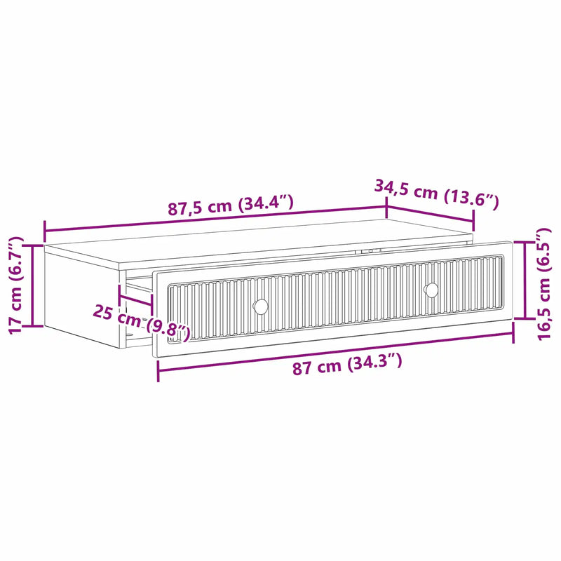 Wall-Mounted Side Table Wall-mounted White 87.5 x 34.5 x 17 cm