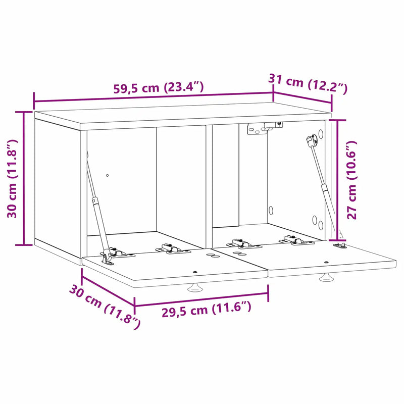 Wall-Mounted TV Cabinet White 59.5 x 31 x 30 cm Engineered Wood