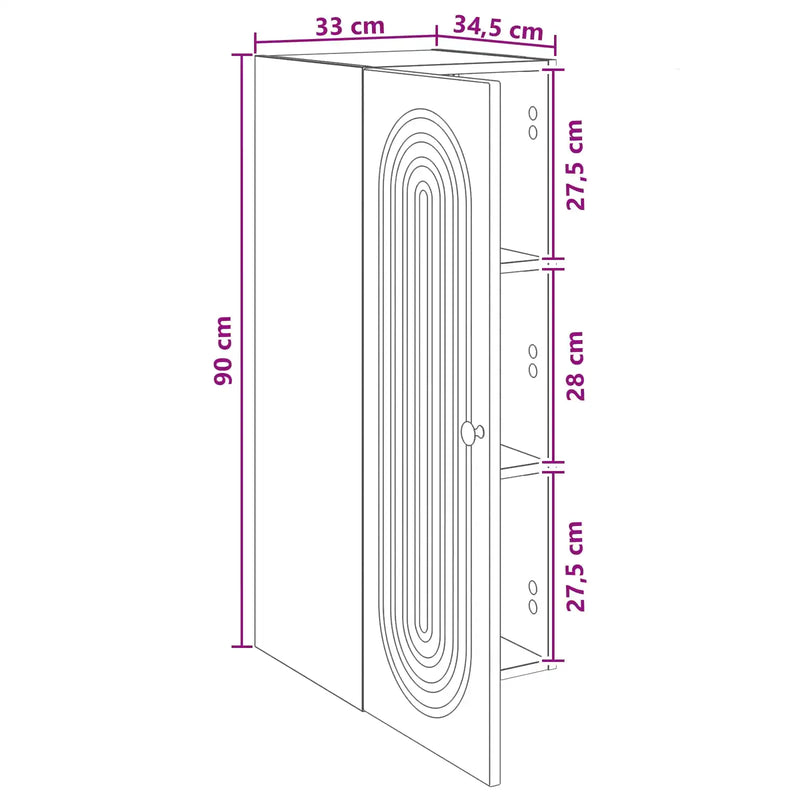 Wall-Mounted Cabinet White 33 x 34.5 x 90 cm Engineered Wood