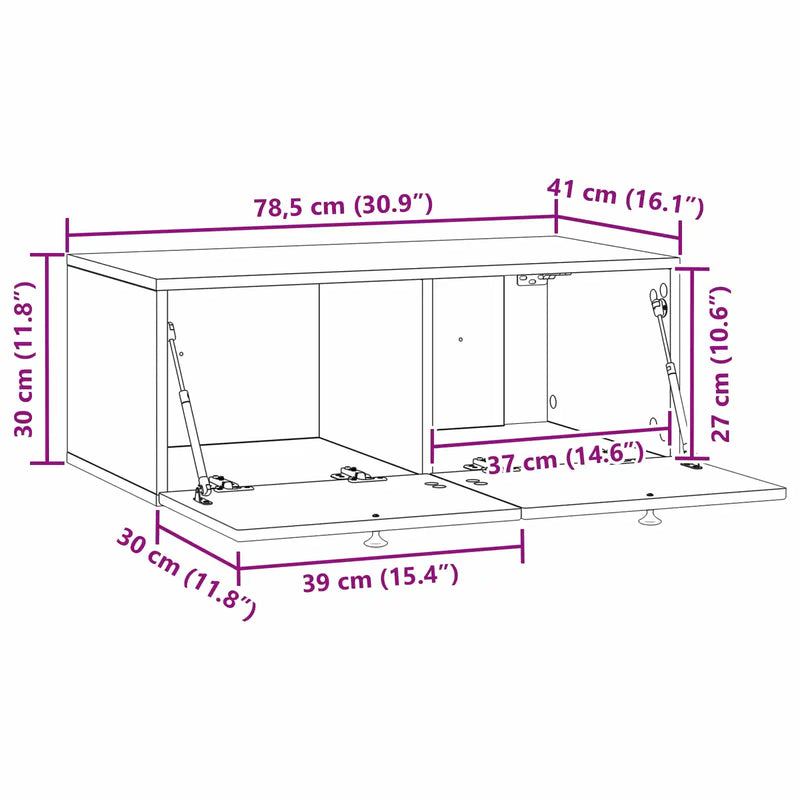 Wall-Mounted TV Cabinet White 78.5 x 41 x 30 cm Engineered Wood