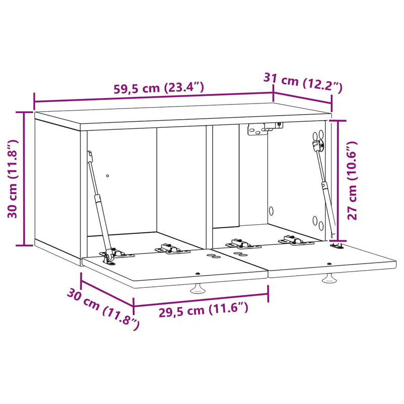 Wall-Mounted TV Cabinet White 59.5 x 31 x 30 cm Engineered Wood