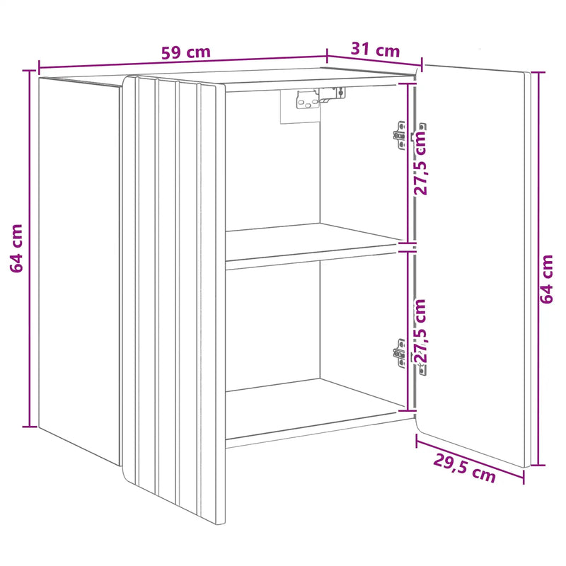 Wall-Mounted Cabinet White 59 x 31 x 64 cm Engineered Wood