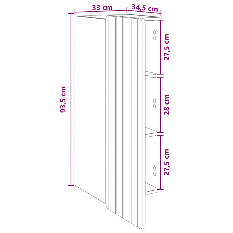Wall-Mounted Cabinet White 33 x 34.5 x 94 cm Engineered Wood