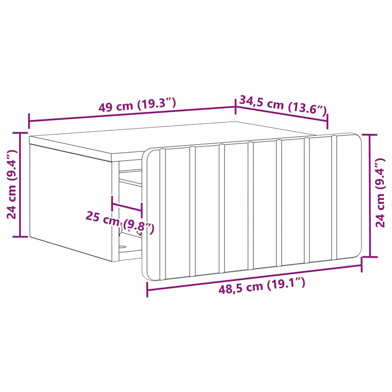 Wall-Mounted Bedside Cabinet White 49 x 34.5 x 24 cm