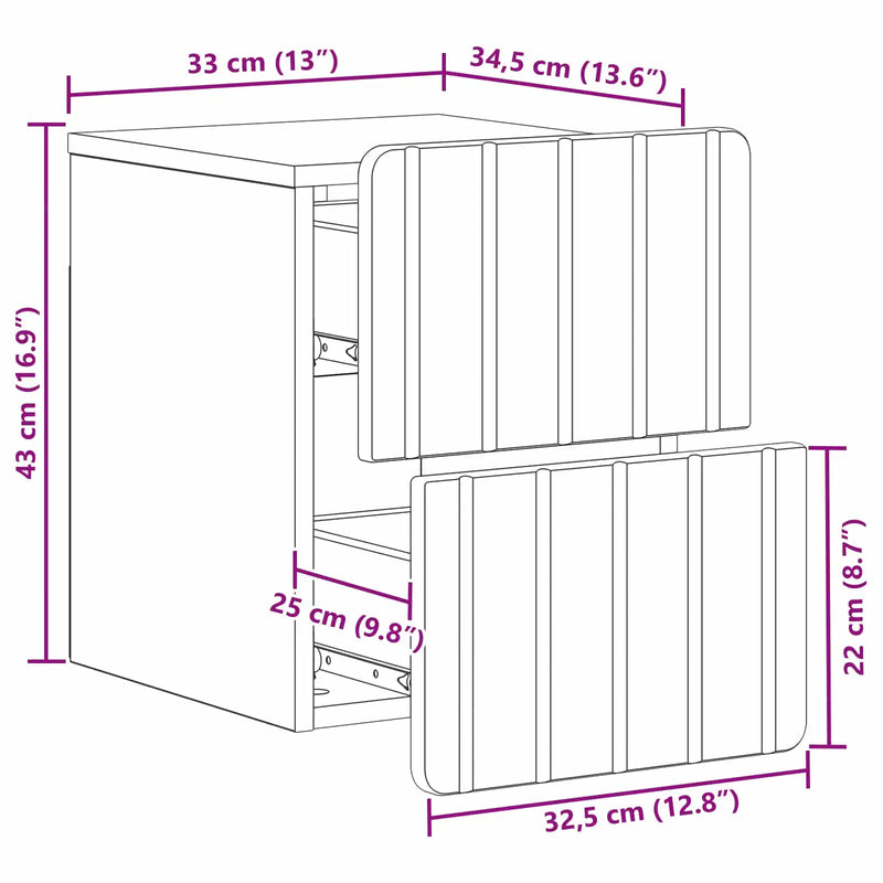 Wall-Mounted Bedside Cabinet White 33 x 34.5 x 43 cm