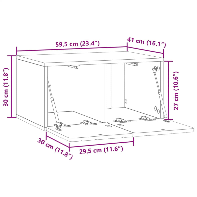 Wall-Mounted TV Cabinet White 59.5 x 41 x 30 cm Engineered Wood