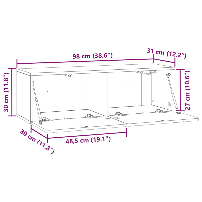 Wall-Mounted TV Cabinet White 98 x 31 x 30 cm Engineered Wood