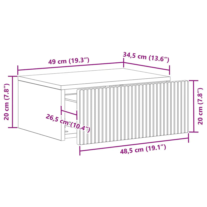 Wall-Mounted Bedside Cabinet White 49 x 34.5 x 20 cm