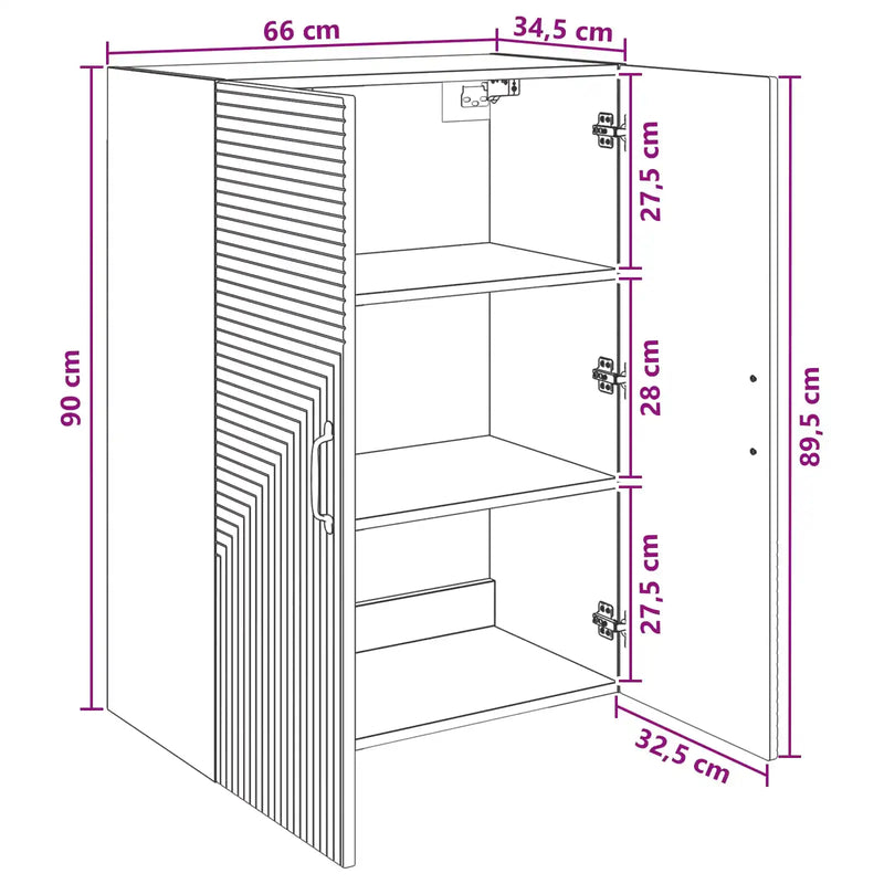 Wall-Mounted Cabinet White 66 x 34.5 x 90 cm Engineered Wood