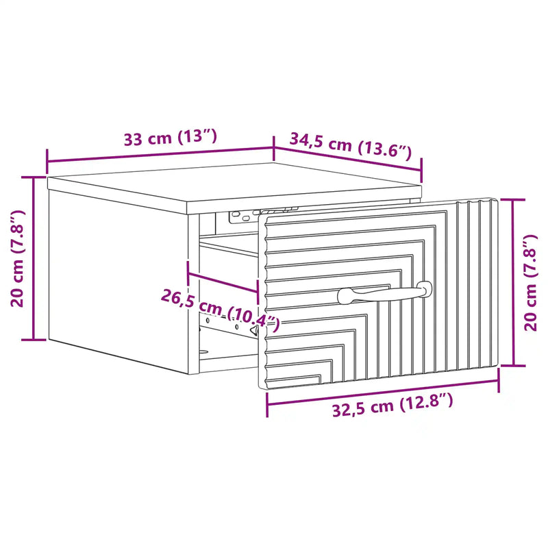 Wall-Mounted Bedside Cabinet White 34.5 x 33 x 20 cm
