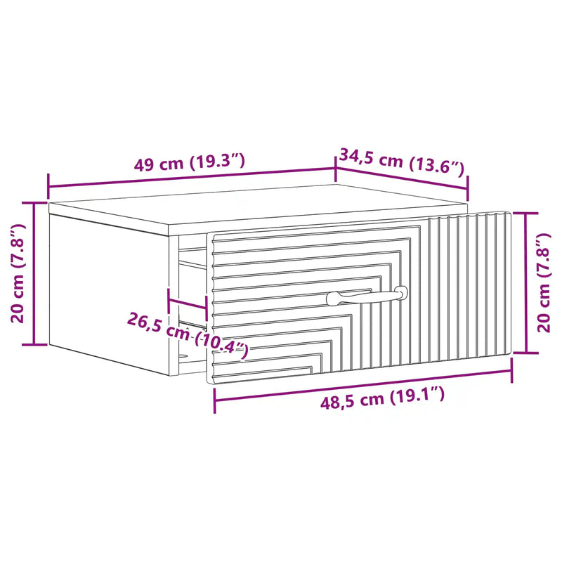 Wall-Mounted Bedside Cabinet White 49 x 34.5 x 20 cm