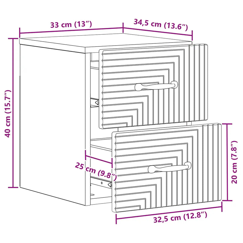 Wall-Mounted Bedside Cabinet White 34.5 x 33 x 40 cm