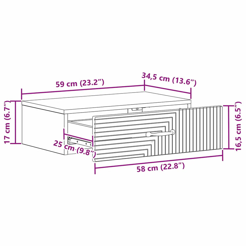 Wall-Mounted Side Table White 59 x 34.5 x 17 cm Engineered Wood