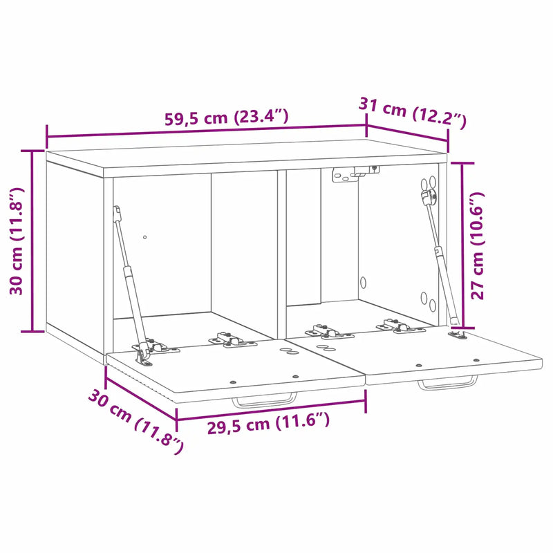 Wall-Mounted TV Cabinet White 59.5 x 31 x 30 cm Engineered Wood