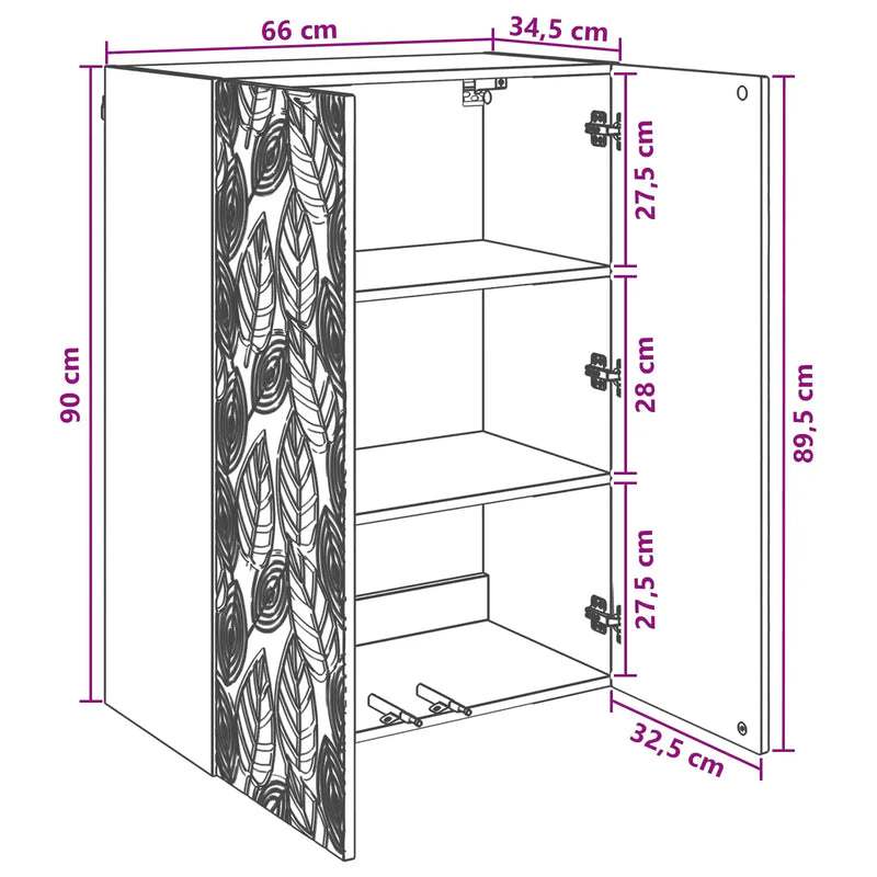 Wall-Mounted Cabinet White 66 x 34.5 x 90 cm Engineered Wood