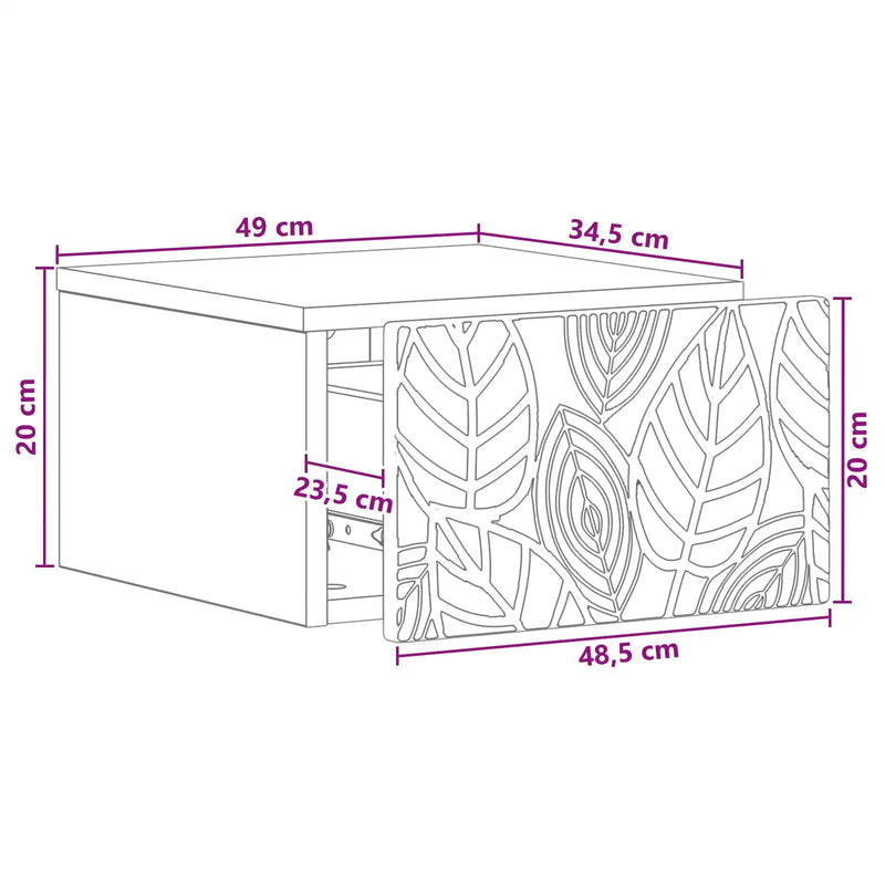 Wall-Mounted Bedside Cabinet White 49 x 34.5 x 20 cm