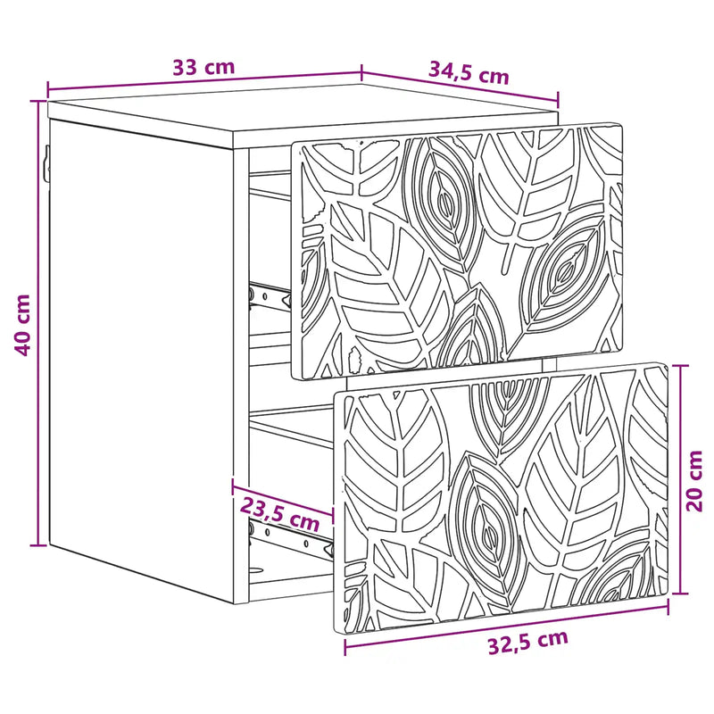 Wall-Mounted Bedside Cabinet White 34.5 x 33 x 40 cm