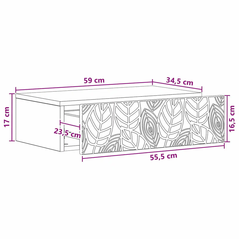 Wall-Mounted Side Table White 59 x 34.5 x 17 cm Engineered Wood