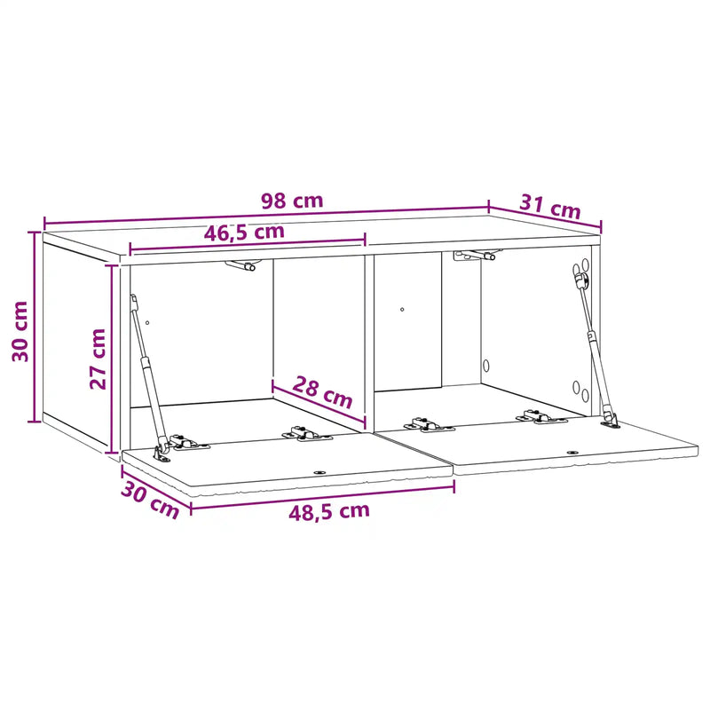 Wall-Mounted TV Cabinet 98 x 31 cm White Engineered Wood
