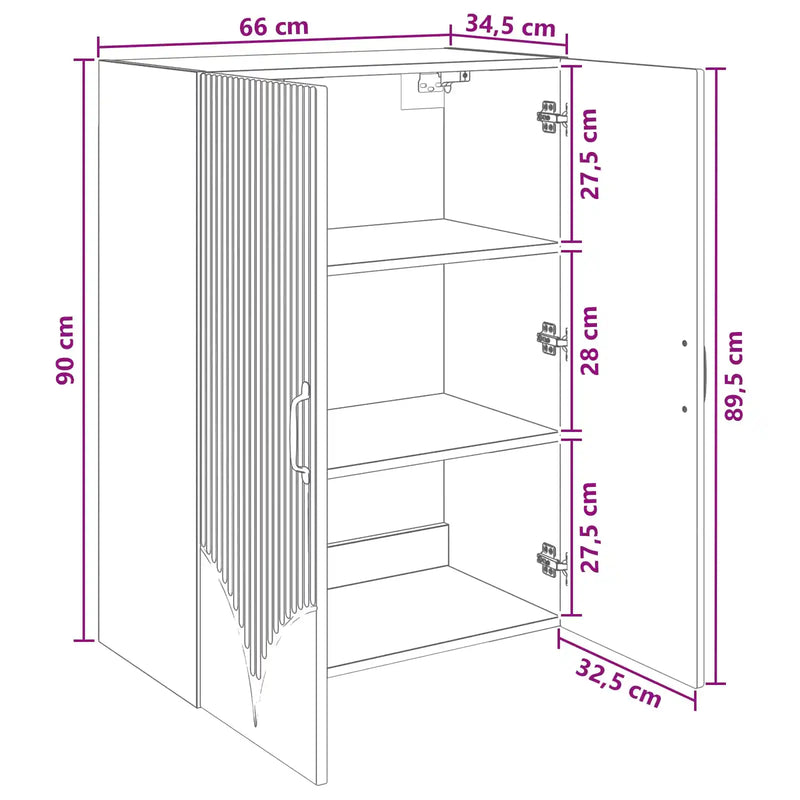 Wall-Mounted Cabinet White 66 x 34.5 x 90 cm Engineered Wood