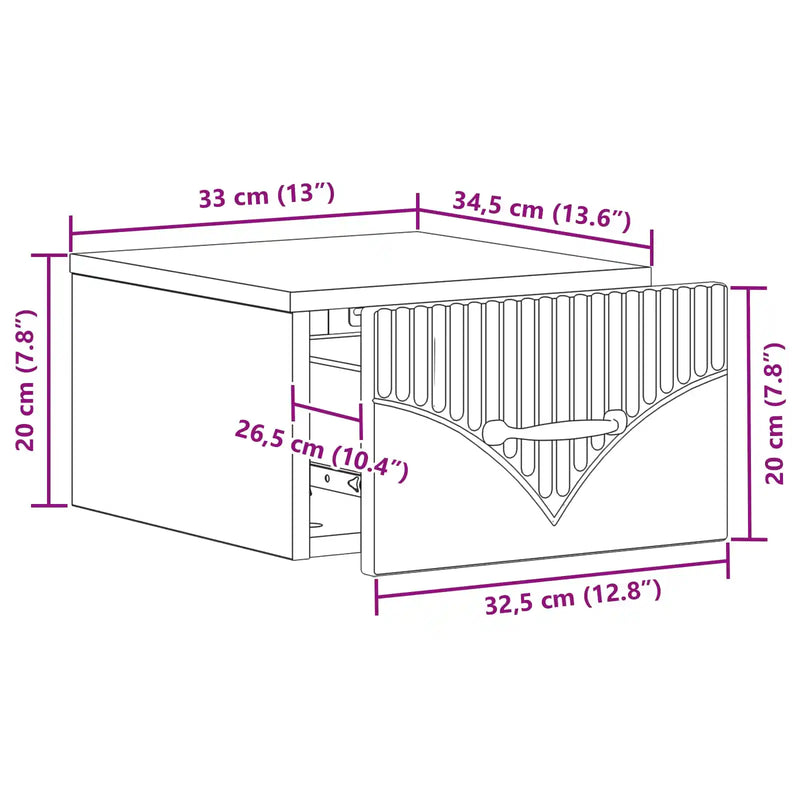 Wall-Mounted Bedside Cabinet White 34.5 x 33 x 20 cm