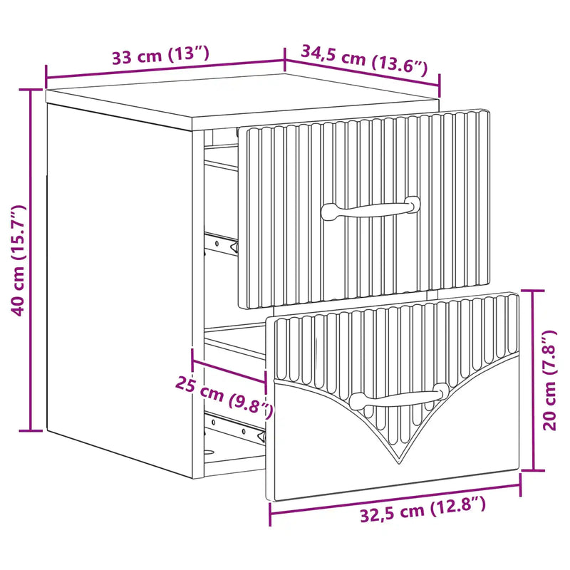 Wall-Mounted Bedside Cabinet White 34.5 x 33 x 40 cm