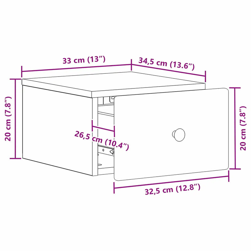 Wall-Mounted Bedside Cabinet White 34.5 x 33 x 20 cm