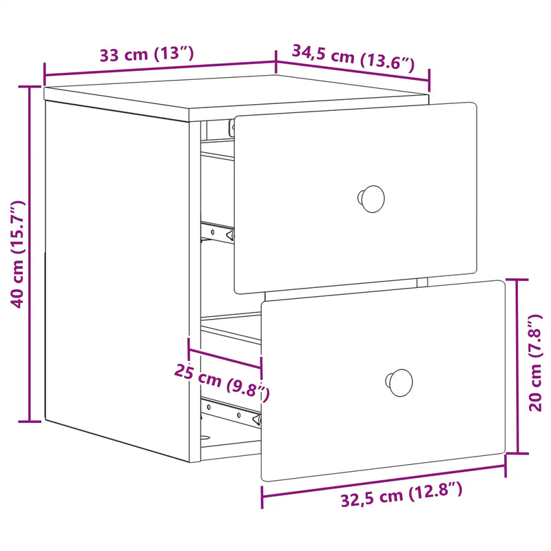 Wall-Mounted Bedside Cabinet White 34.5 x 33 x 40 cm