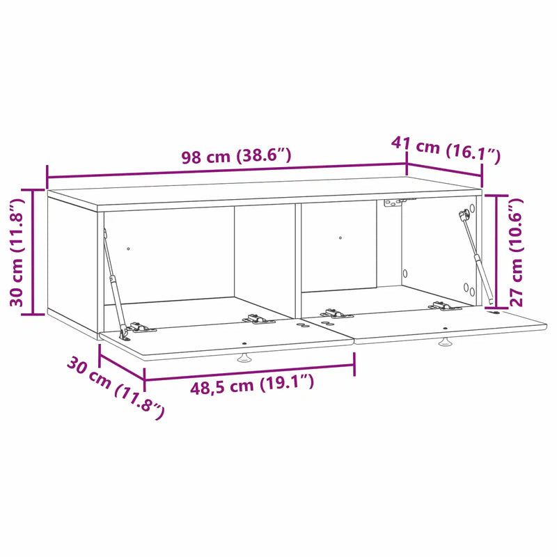 Wall-Mounted TV Cabinet White 98 x 41 x 30 cm Engineered Wood