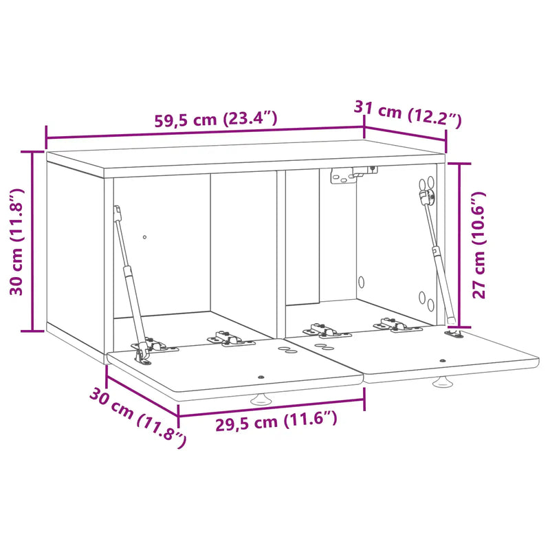 Wall-Mounted TV Cabinet White 59.5 x 31 x 30 cm Engineered Wood