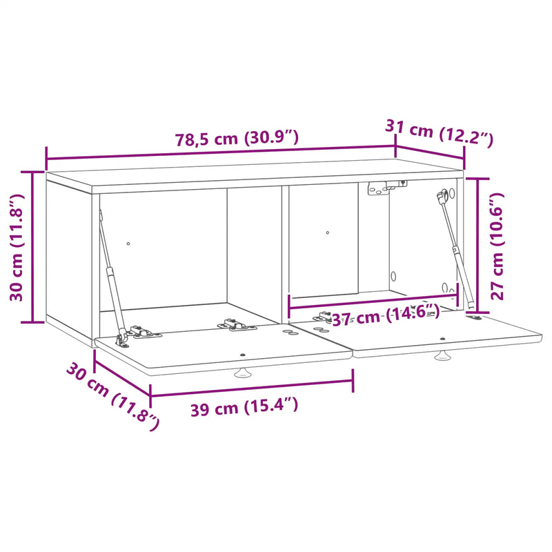 Wall-Mounted TV Cabinet White 78.5 x 31 x 30 cm Engineered Wood