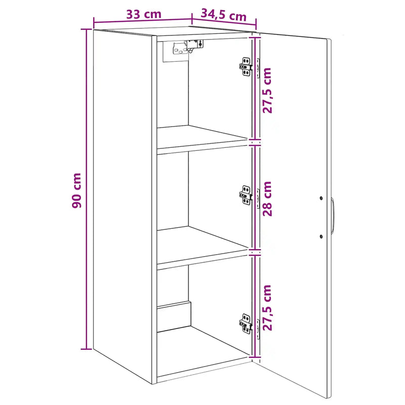 Wall-Mounted Cabinet White 33 x 34.5 x 90 cm Engineered Wood