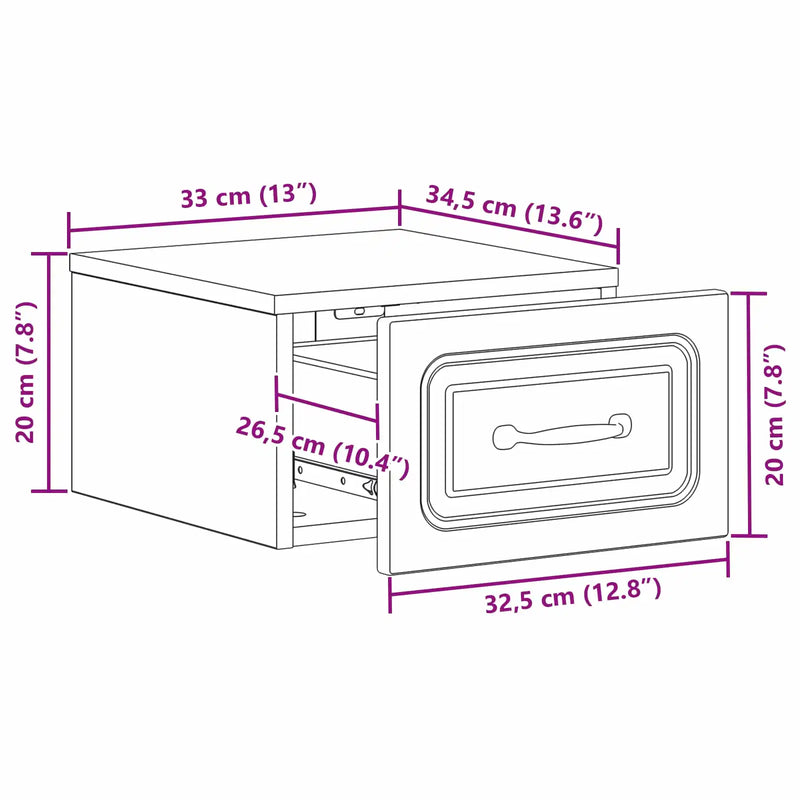 Wall-Mounted Bedside Cabinet White 34.5 x 33 x 20 cm