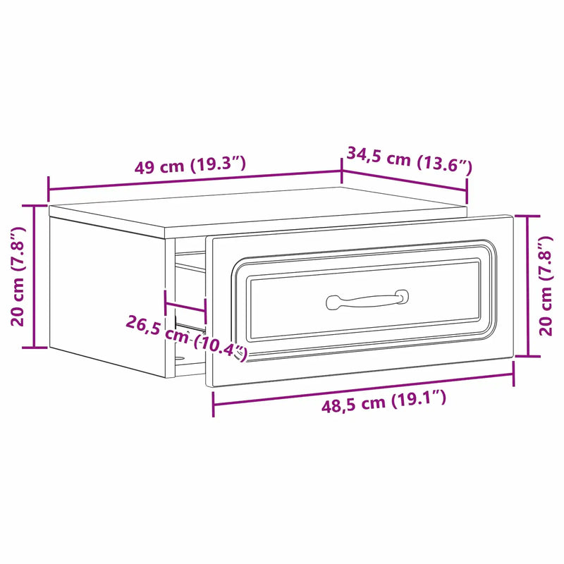 Wall-Mounted Bedside Cabinet White 49 x 34.5 x 20 cm