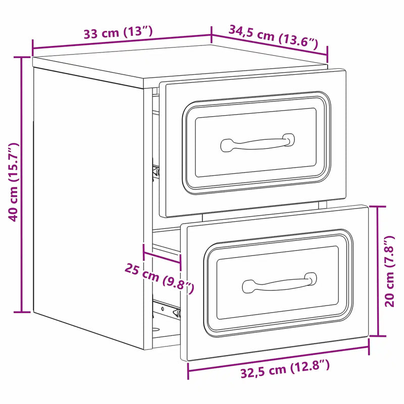 Wall-Mounted Bedside Cabinet White 34.5 x 33 x 40 cm