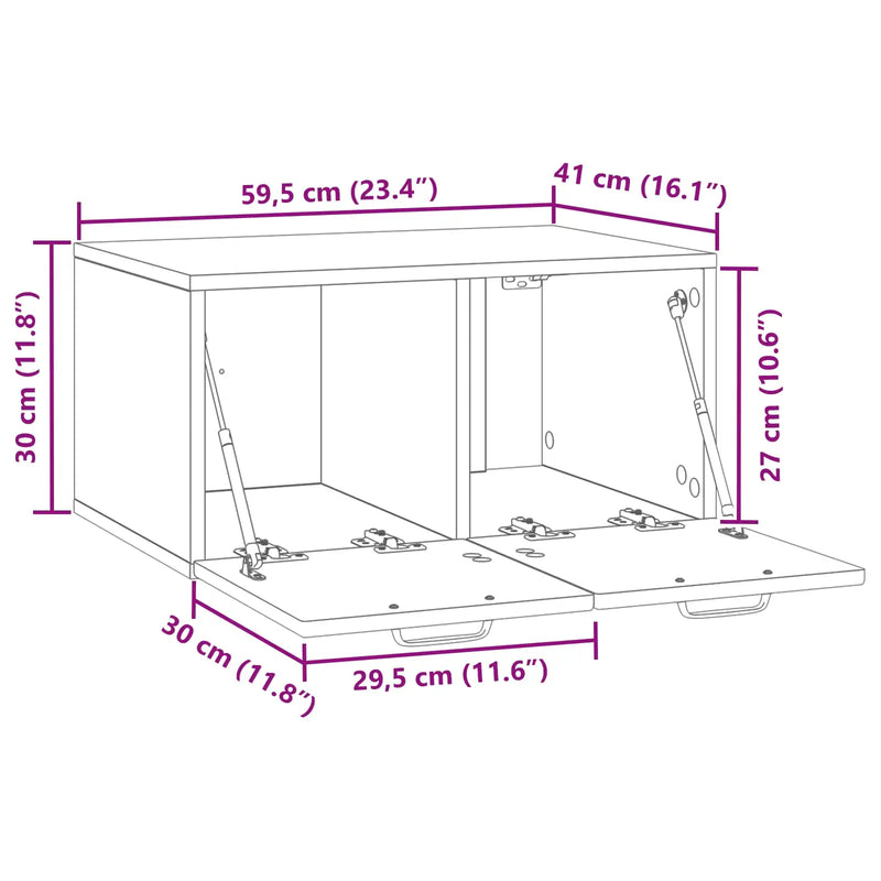 Wall-Mounted TV Cabinet White 59.5 x 41 x 30 cm Engineered Wood