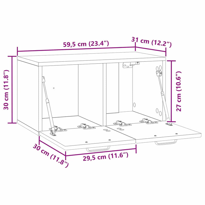 Wall-Mounted TV Cabinet White 59.5 x 31 x 30 cm Engineered Wood