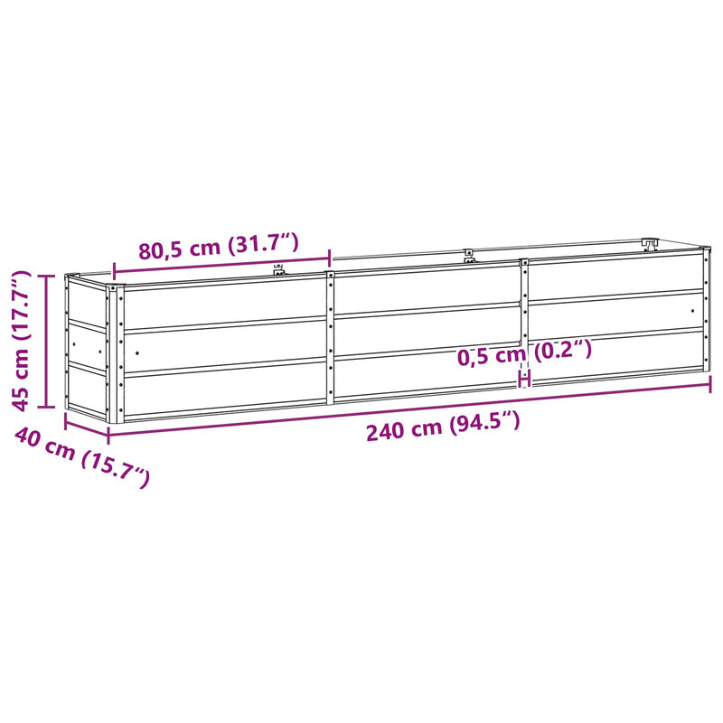 Planter Ivory 240 x 40 x 45 cm Steel