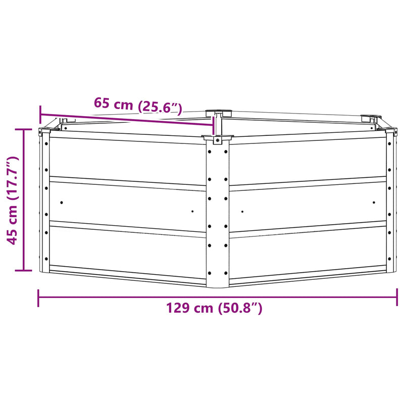 vidaXL Planter Light Grey 129 x 129 x 45 cm Steel