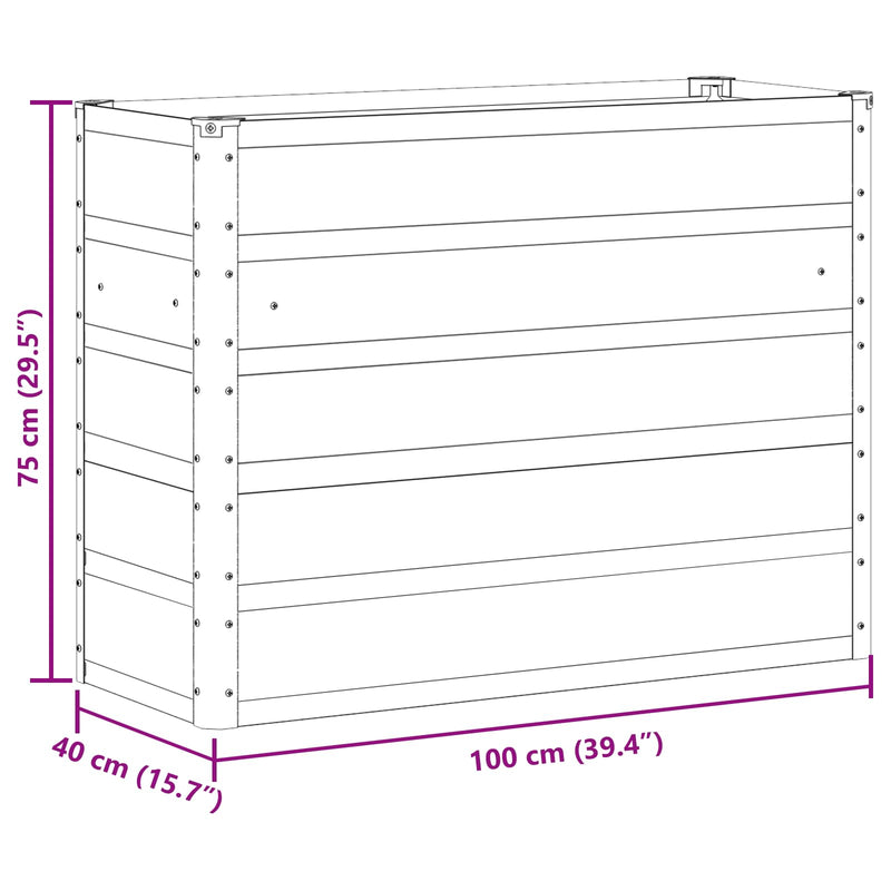 Planter Light Grey 100 x 40 x 75 cm Steel